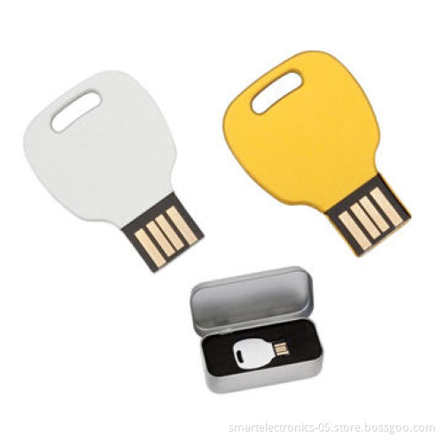 Mini Metal Key-shaped USB Flash Drives, 64MB-128GB Capacity, Free Printing, Package, Free USB Custom